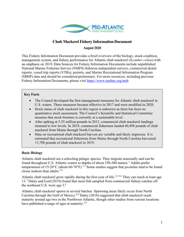 2020 Chub Mackerel Fishery Information Document