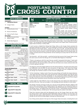 Portland State Cross Country Meet Notes