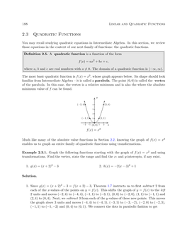 2.3 Quadratic Functions