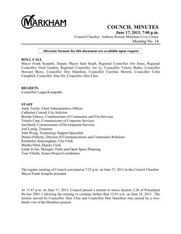 COUNCIL MINUTES June 17, 2013, 7:00 P.M