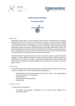 Epidermolysis Bullosa Precision Panel Overview Indications Clinical