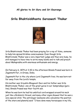 Srila Bhaktisiddhanta Saraswati Thakur