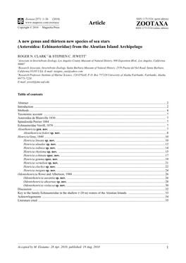 Zootaxa, a New Genus and Thirteen New Species Of