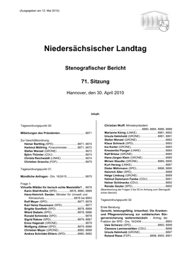 Landtagssitzung Vom 30. April 2010