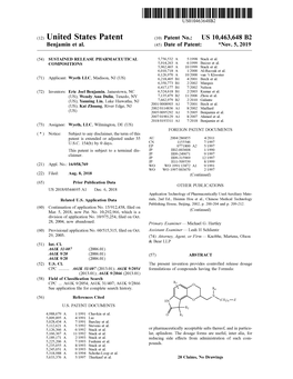 United States Patent ( 10 ) Patent No.: US 10,463,648 B2 Benjamin Et Al