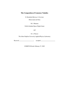 The Composition of Cometary Volatiles