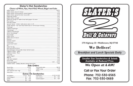 Deli Menu Slaters 2