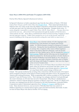 Kuno Meyer (1858-1919) and Peadar Ó Laoghaire (1839-1920)