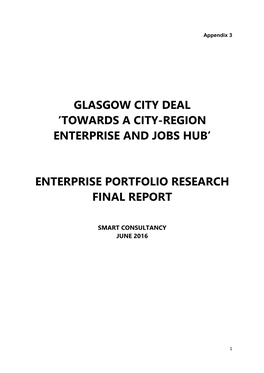 Glasgow City Deal 'Towards a City-Region Enterprise and Jobs Hub'