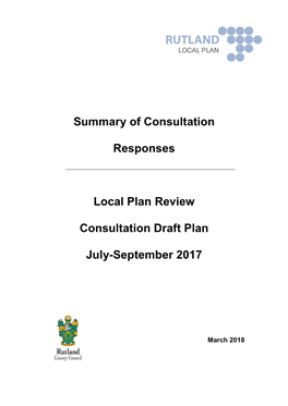 Summary of Consultation Responses Local Plan Review Consultation