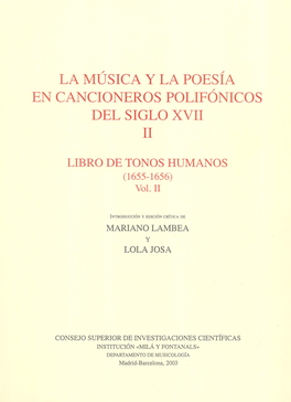 LIBRO DE TONOS HUMANOS (1655-1656) Vol