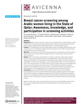 Breast Cancer Screening Among Arabic Women Living in the State Of