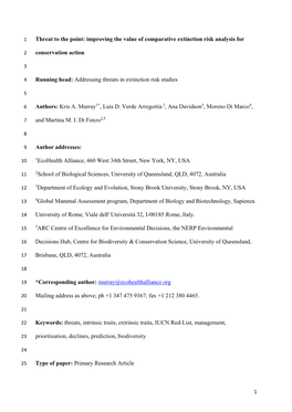 Quantifying Threats for Better Extinction Risk Analyses