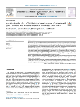 Investigating the Effect of DASH Diet on Blood Pressure of Patients With