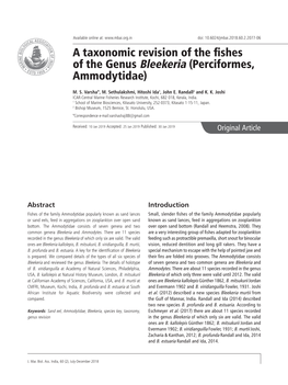 A Taxonomic Revision of the Fishes of the Genus Bleekeria (Perciformes, Ammodytidae)