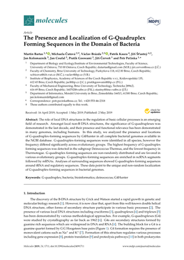 The Presence and Localization of G-Quadruplex Forming Sequences in the Domain of Bacteria