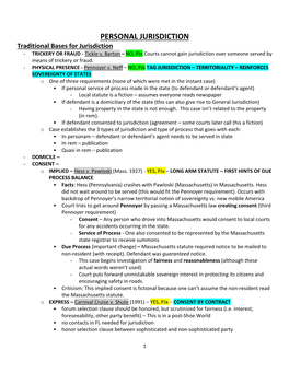 PERSONAL JURISDICTION Traditional Bases for Jurisdiction - TRICKERY OR FRAUD - Tickle V