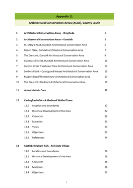 Appendix 11 Architectural Conservation Areas (Acas)