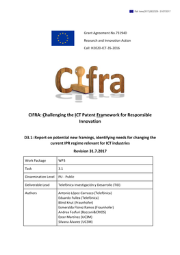 CIFRA: Challenging the ICT Patent Framework for Responsible Innovation