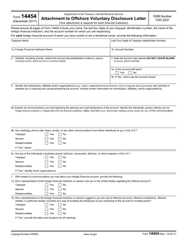 Attachment to Offshore Voluntary Disclosure Letter