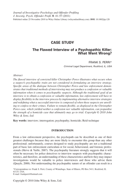 The Flawed Interview of a Psychopathic Killer: What Went Wrong?