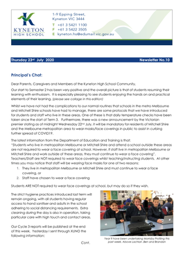 Thursday 23Rd July 2020 Newsletter No.10