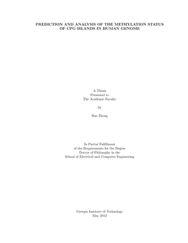 Prediction and Analysis of the Methylation Status of Cpg Islands in Human Genome