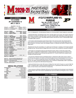 12/12 Maryland Vs. Purdue