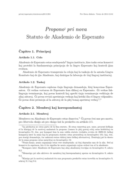 Propono1 Pri Nova Statuto De Akademio De Esperanto