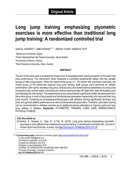 Long Jump Training Emphasizing Plyometric Exercises Is More Effective Than Traditional Long Jump Training: a Randomized Controlled Trial