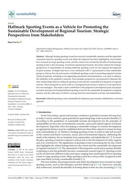 Hallmark Sporting Events As a Vehicle for Promoting the Sustainable Development of Regional Tourism: Strategic Perspectives from Stakeholders