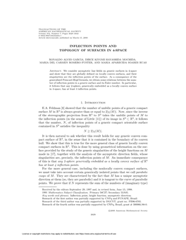 Inflection Points and Topology of Surfaces in 4-Space