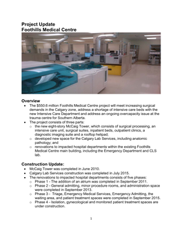 Project Update Foothills Medical Centre