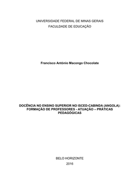 Universidade Federal De Minas Gerais Faculdade De Educação