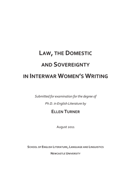 Law,The Domestic and Sovereignty in Interwar