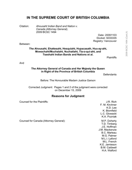 Ahousaht Decision (2009)