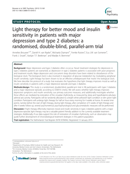 Light Therapy for Better Mood and Insulin Sensitivity in Patients With