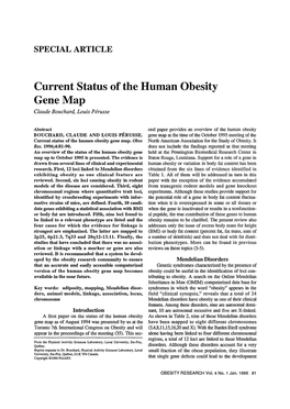 Current Status of the Human Obesity Gene Map Claude Bouchard, Louis Perusse