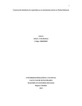 Construcción Identitaria De Expatriados-As En Matrimonios Mixtos En Medan Indonesia