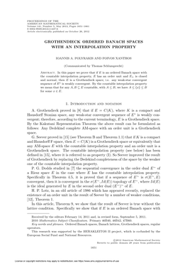 Grothendieck Ordered Banach Spaces with an Interpolation Property