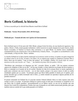 Boris Gelfand, La Historia