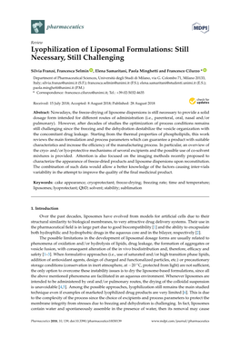 Lyophilization of Liposomal Formulations: Still Necessary, Still Challenging