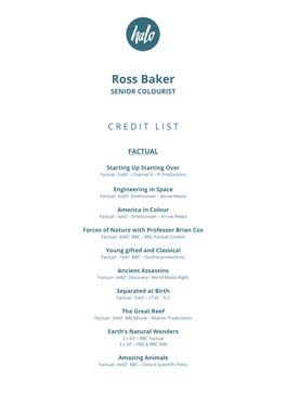 Ross Baker SENIOR COLOURIST