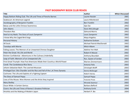 Past Biography Book Club Reads