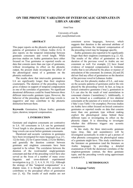 On the Phonetic Variation of Intervocalic Geminates in Libyan Arabic