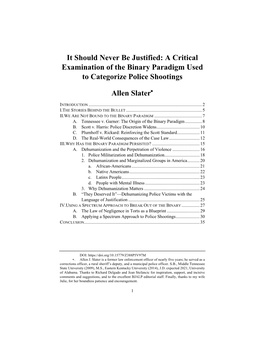 It Should Never Be Justified: a Critical Examination of the Binary Paradigm Used to Categorize Police Shootings