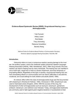 (EBSR): Drug-Induced Hearing Loss-Aminoglycosides