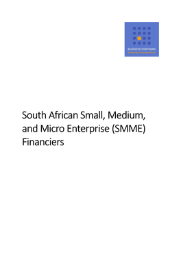 South African Small, Medium, and Micro Enterprise (SMME) Financiers