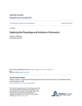 Exploring the Physiology and Evolution of Hornworts