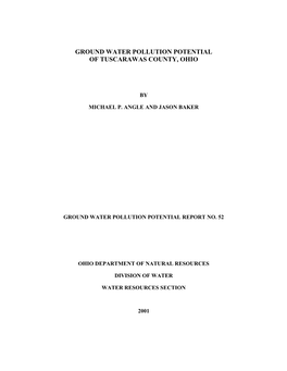 Ground Water Pollution Potential of Tuscarawas County, Ohio